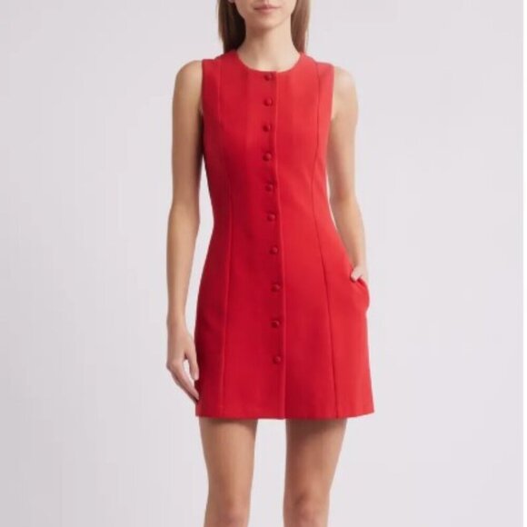 Charles Henry Red Button-Front Mini Dress – Size S MSRP: $99 - Picture 5 of 12